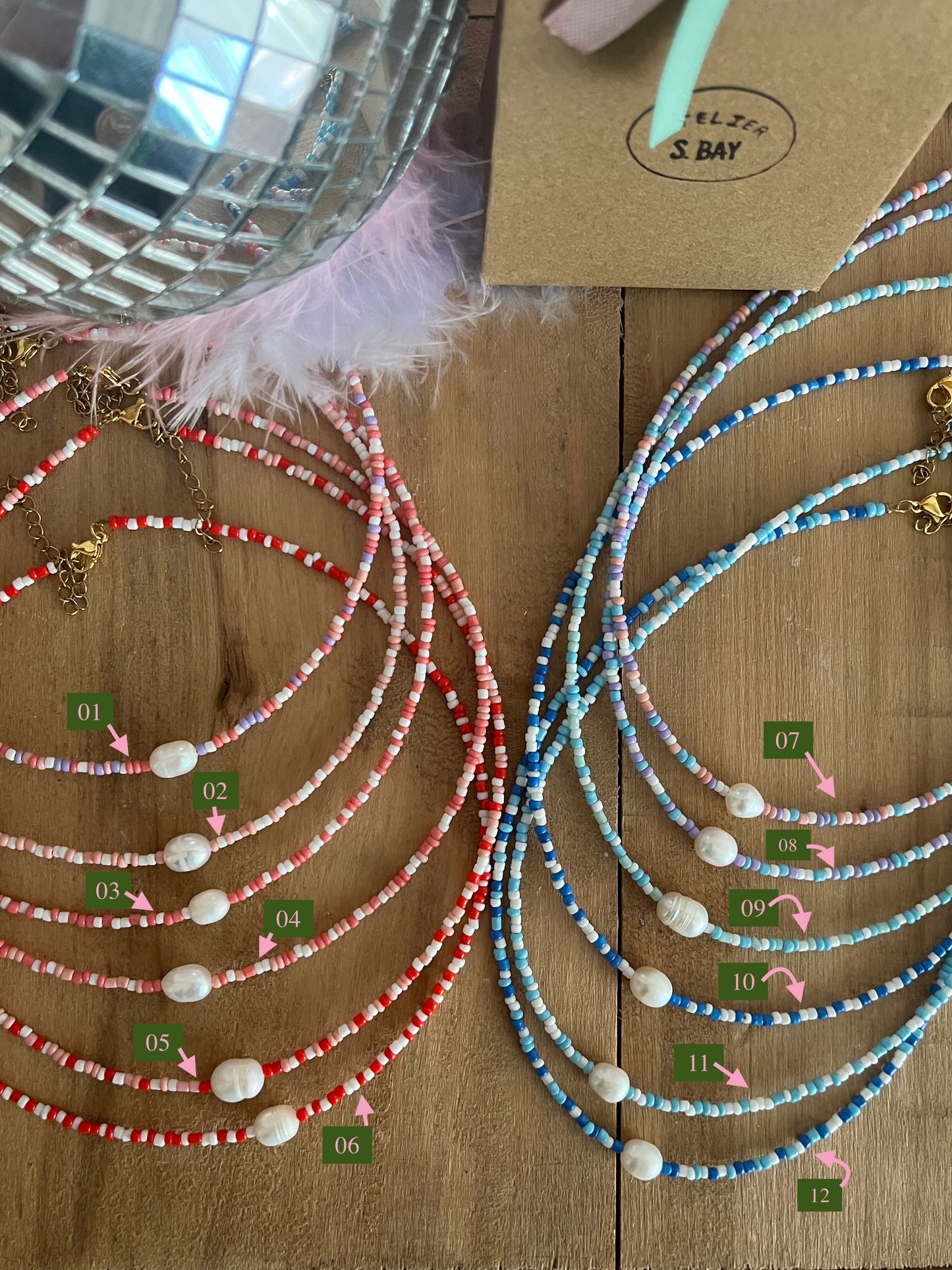 colliers perles colorees