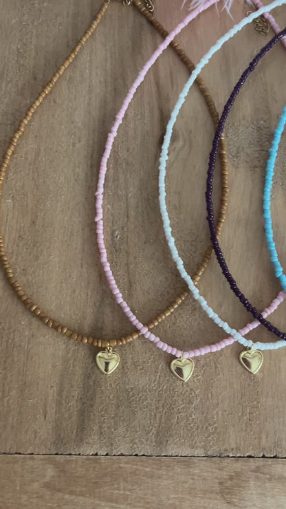 collier perles coeur tendance